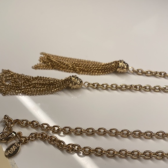 NWT | Gold Double Tassel Necklace - Picture 6 of 7